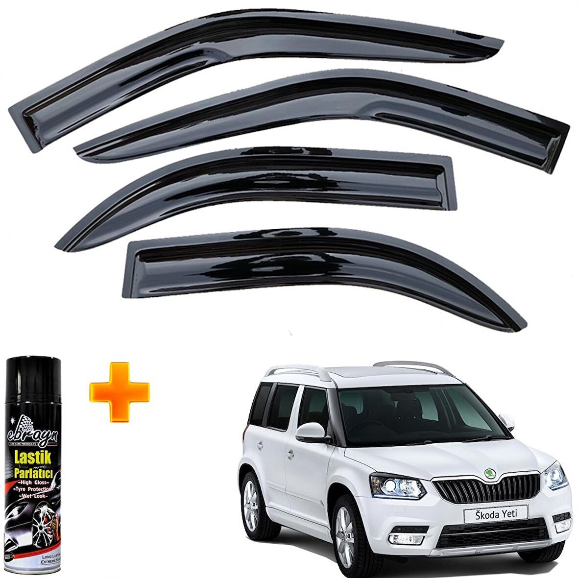 Skoda Yeti Mügen Cam Rüzgarlığı 2010 - 2017 Arası 4 Lü Takım +500ml Lastik Parlatıcı