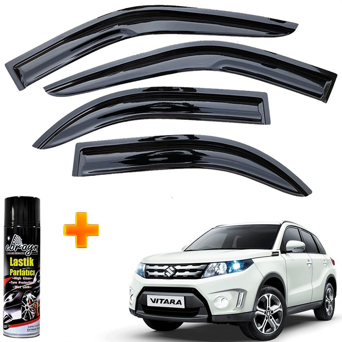 Suzuki Vitara Mügen Cam Rüzgarlığı 2016 - 2021 Arası 4 Lü Takım +500ml Lastik Parlatıcı
