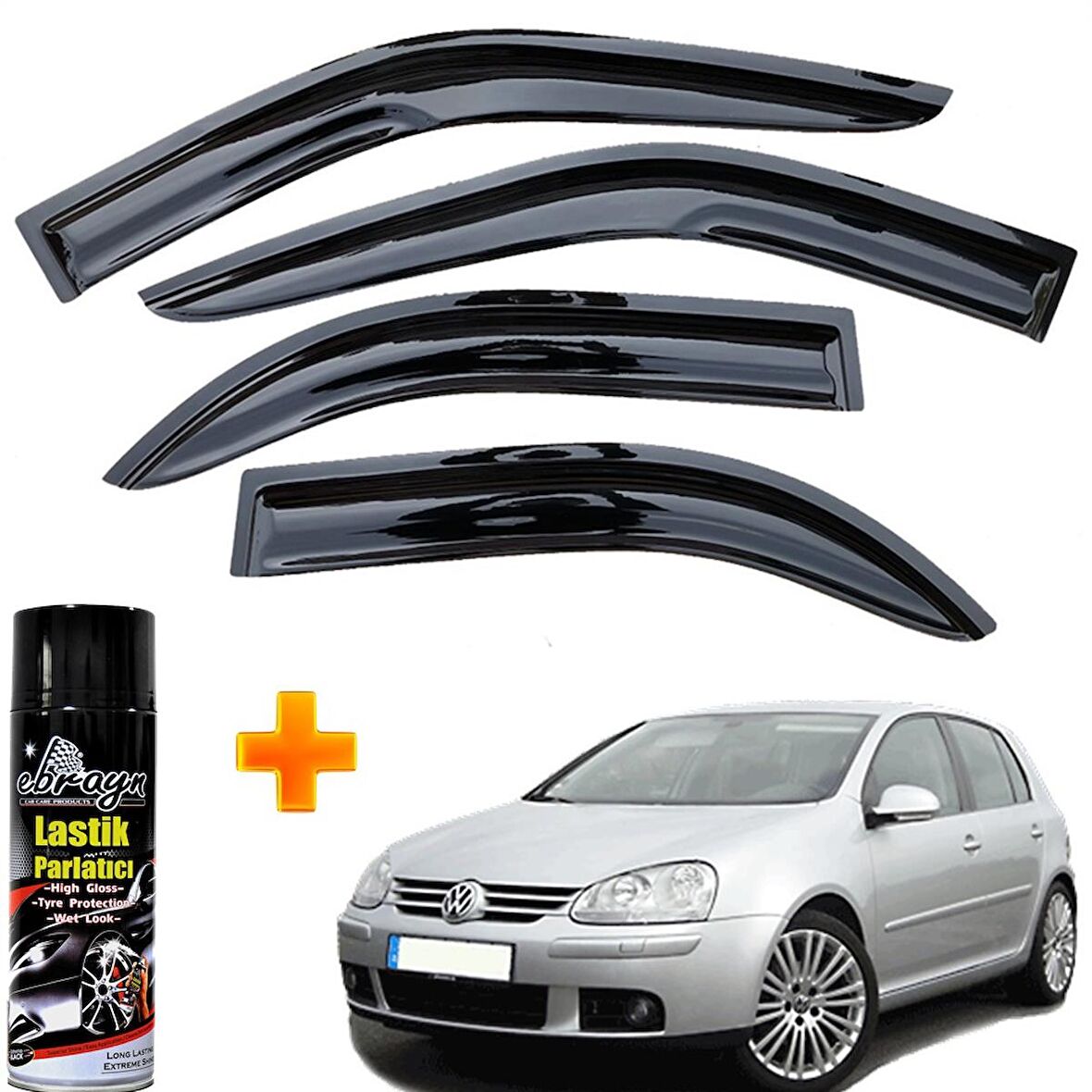 Vw Golf 5 Mügen Cam Rüzgarlığı 2004-2009 Arası 4 Lü Takım +500ml Lastik Parlatıcı