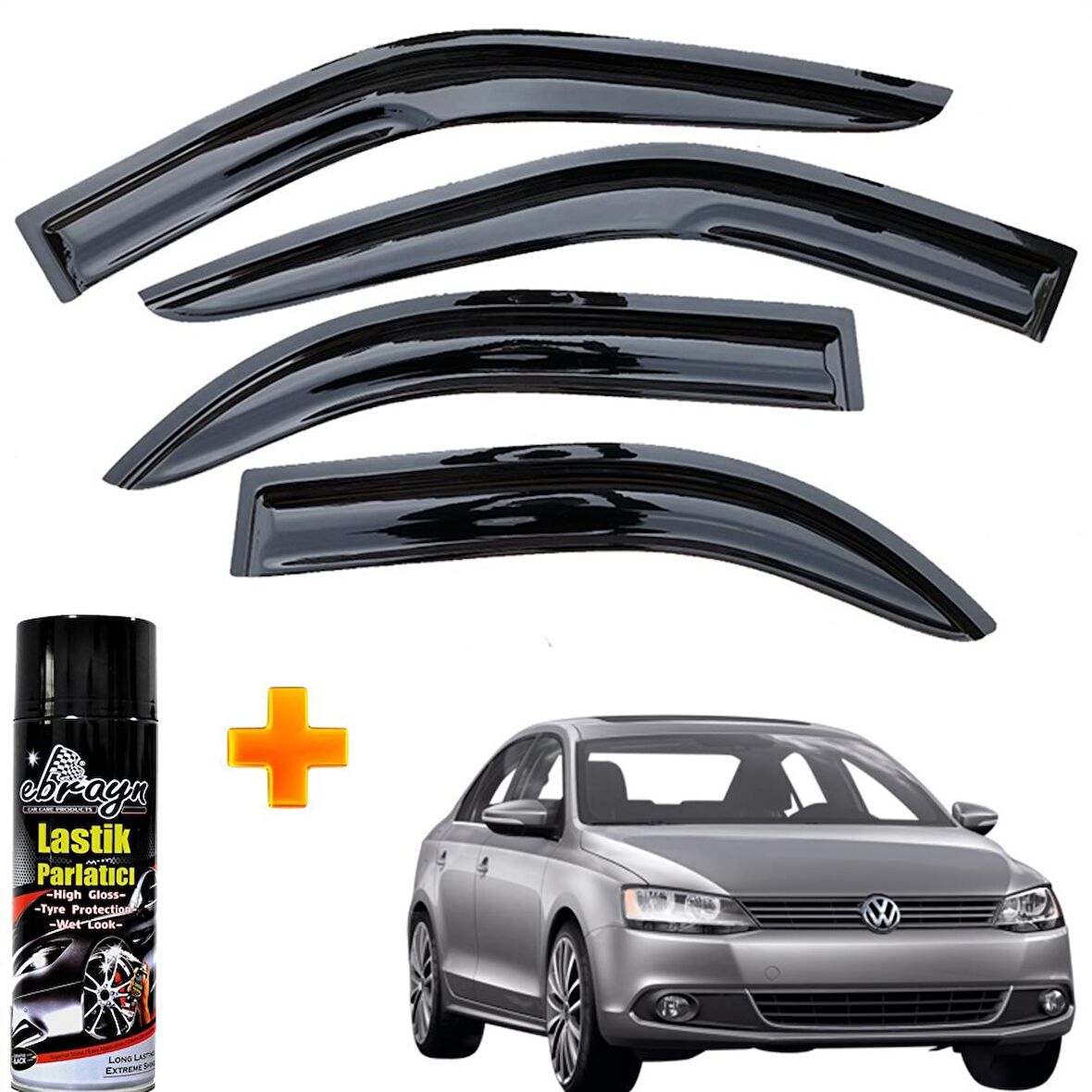Vw Jetta Mügen Cam Rüzgarlığı 2011-2020 Arası 4 Lü Takım +500ml Lastik Parlatıcı