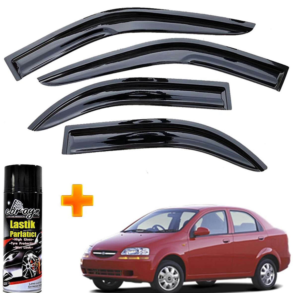 Kalos Sedan Mügen Cam Rüzgarlığı 2004-2007 Arası 4 Lü Takım +500ml Lastik Parlatıcı