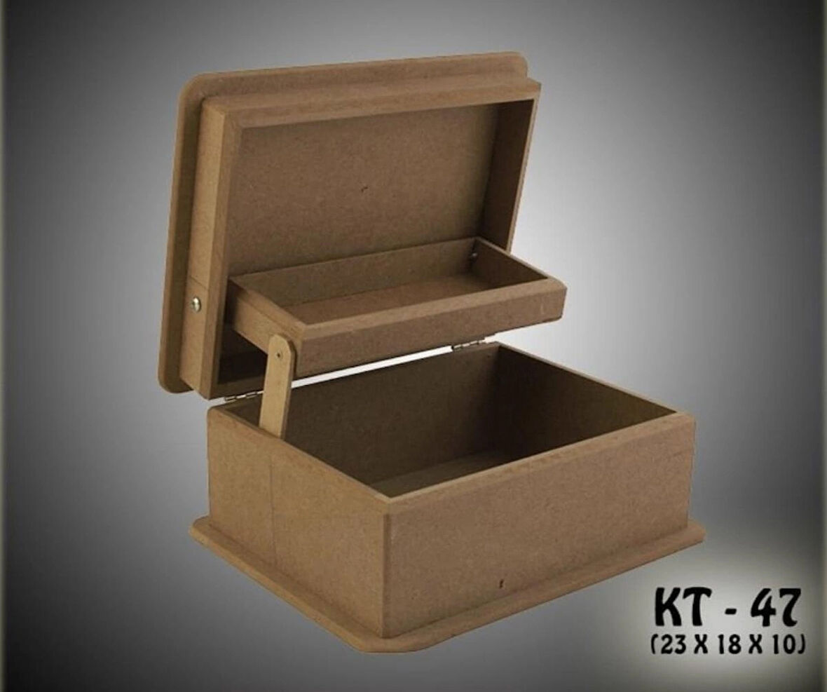 Ahşap Boyanabilir Asansörlü-makyaj-aksesuar Dekoratif Çok Amaçlı Takı Kutusu