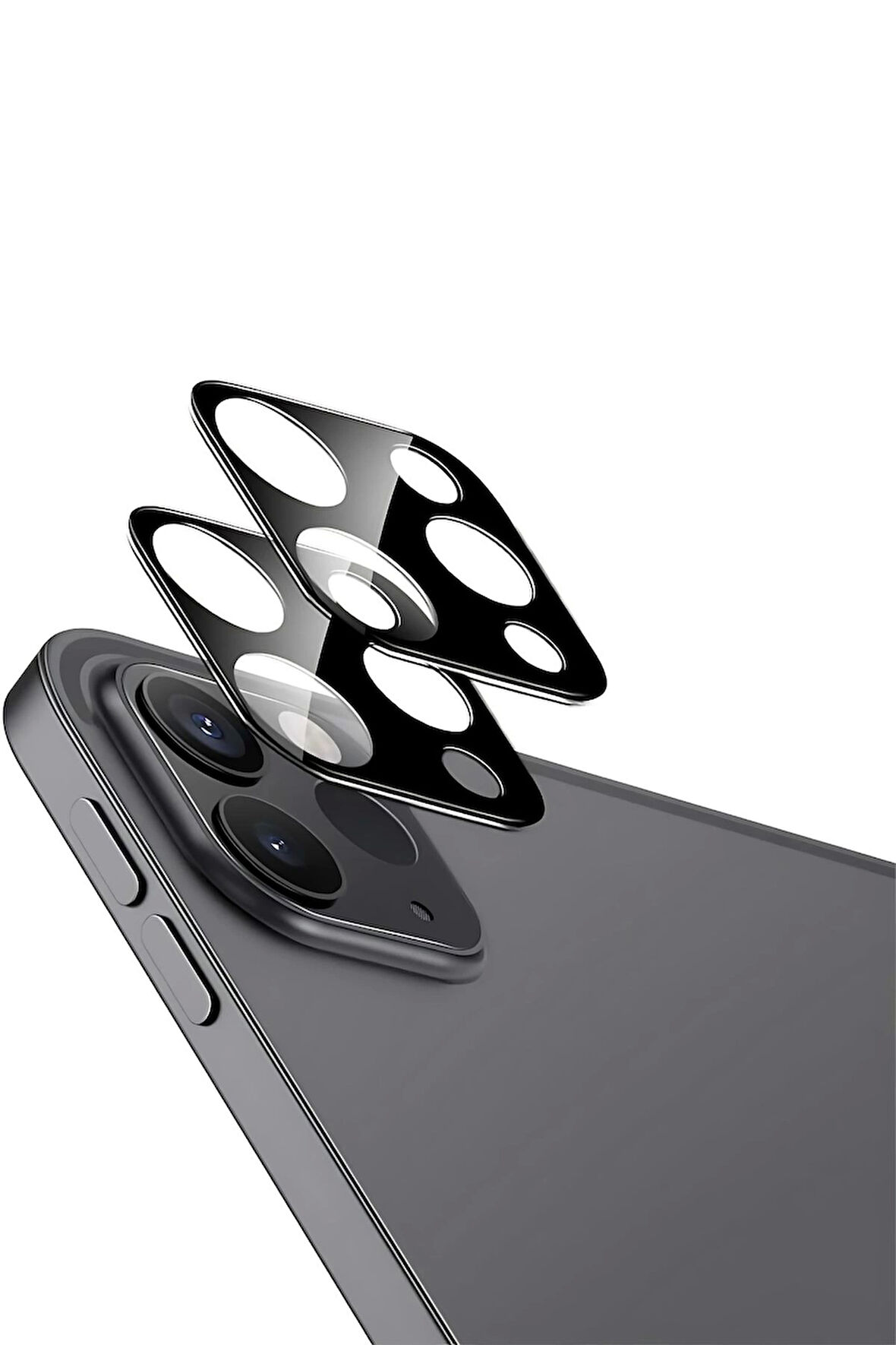 Apple iPad Pro11/13 2024, Pro 12.9/11 Inch (2022/2021/2020) Siyah Çerçeveli Lens Koruma Parlak Renkli Kamera Koruyucu 0.5mm  İnce Cam 3d kamera cam