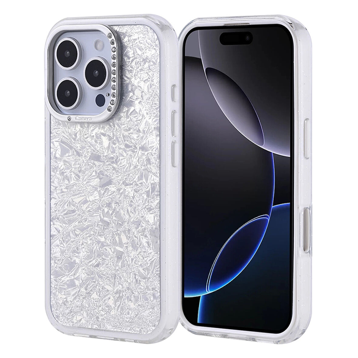 Apple İphone 16 Pro Kılıf Taşlı Tasarım Lopard Kapi Kapak