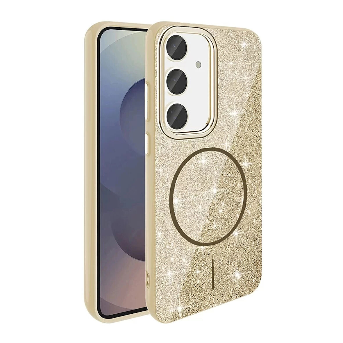 Lopard Samsung Galaxy S23 FE Kılıf Magsafe Şarj Destekli Parlayan Simli Kapak Okso