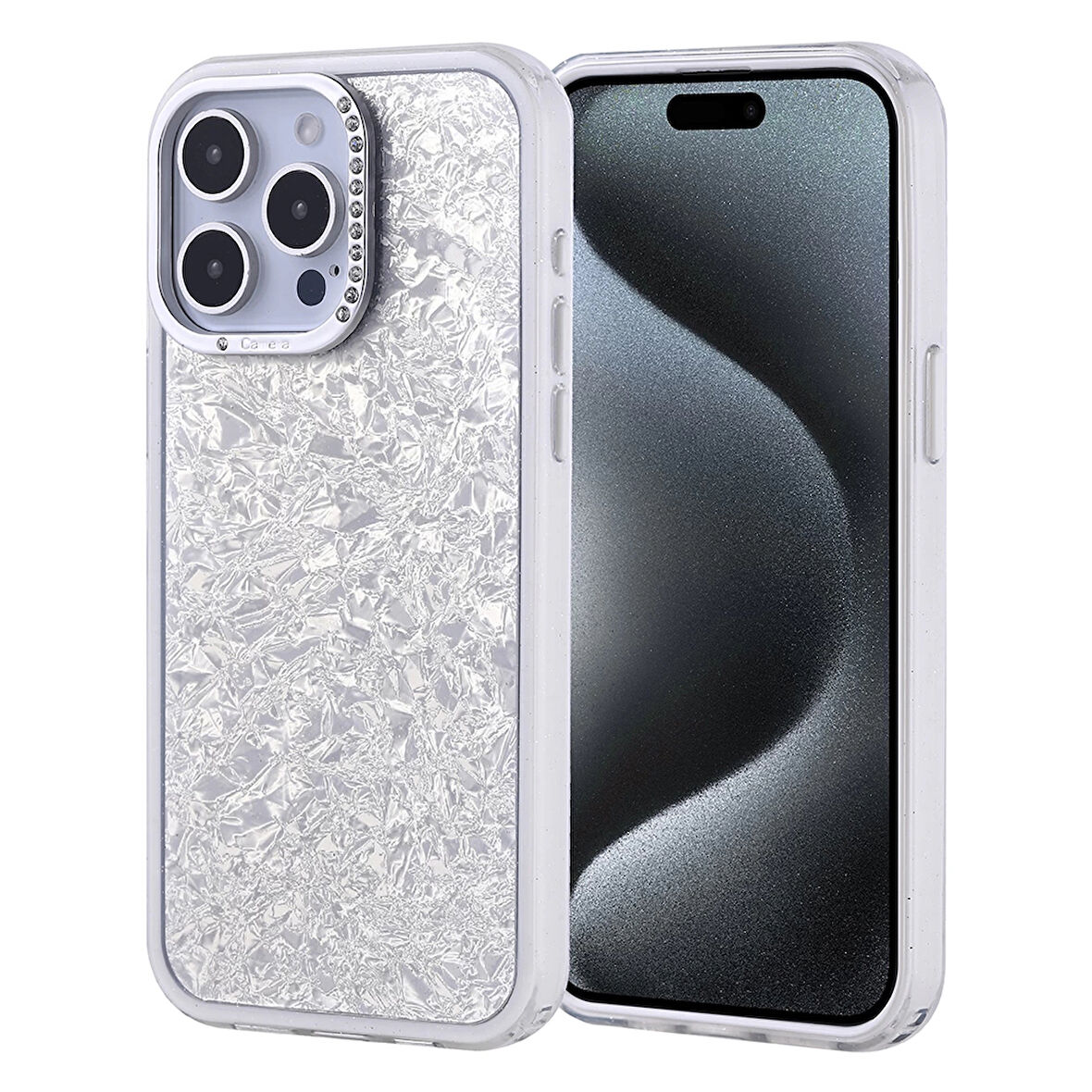 Apple İphone 15 Pro Max Kılıf Taşlı Tasarımlı Lopard Kapi Kapak