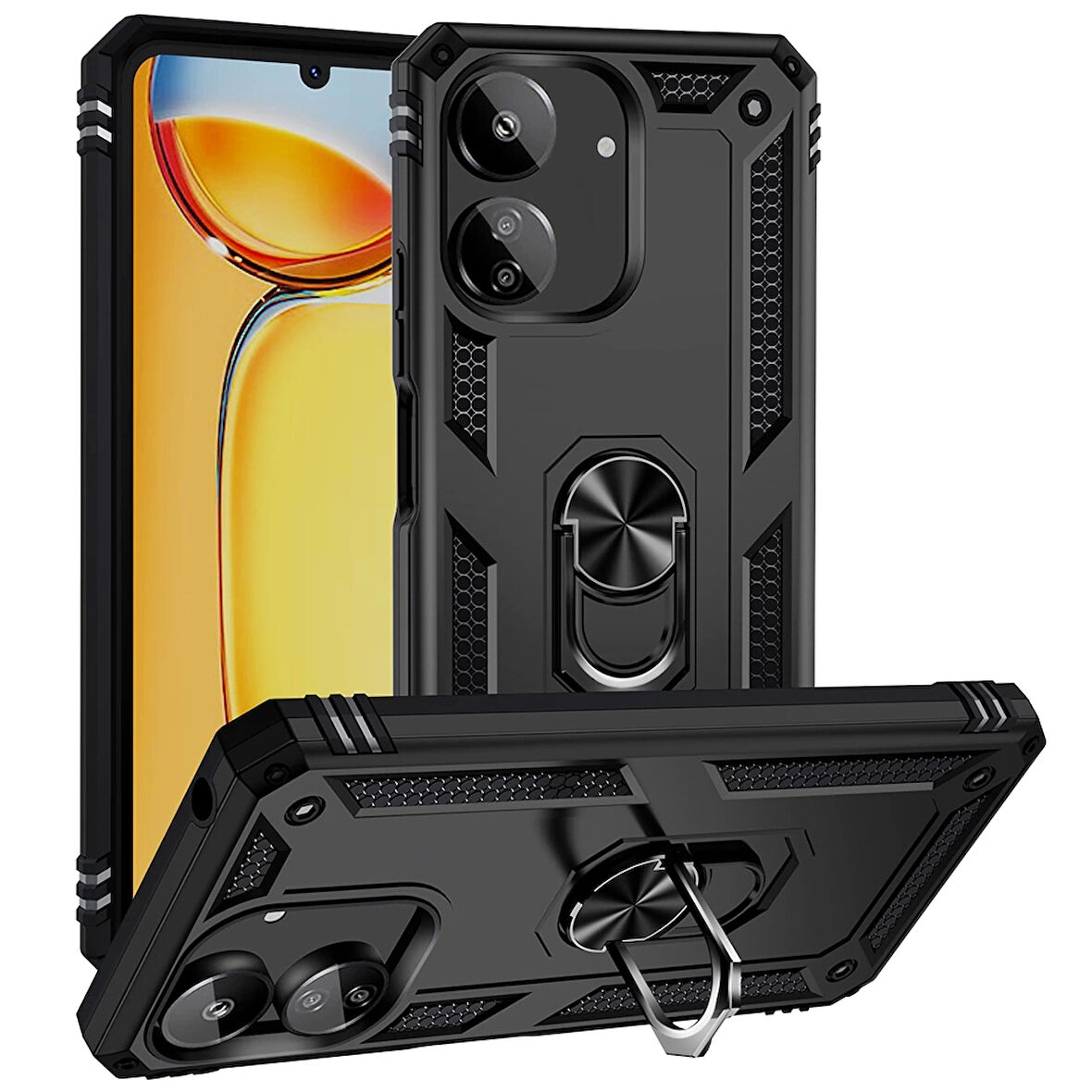 Xiaomi Redmi 13c Kılıf Lopard Kamera Korumalı Yüzüklü Tasarım Armor Vega