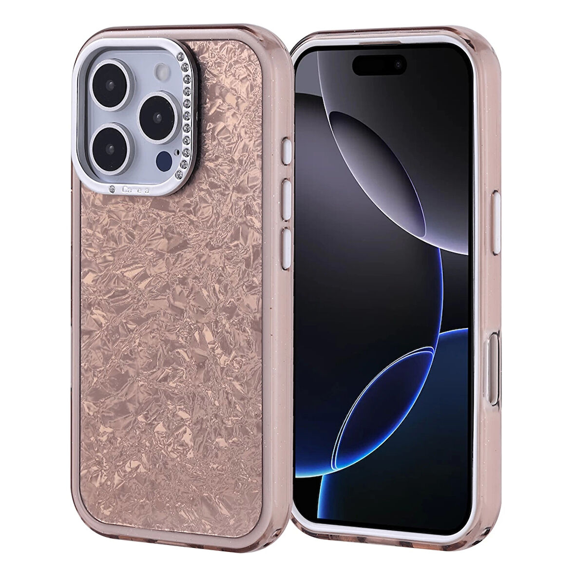 Apple İphone 16 Pro Kılıf Taşlı Tasarım Lopard Kapi Kapak