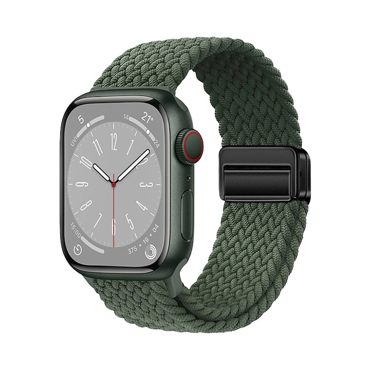 Apple Watch 7 41mm Lopard Krd-134 Örgü Tasarımlı Hasır Kordon Strap Kayış