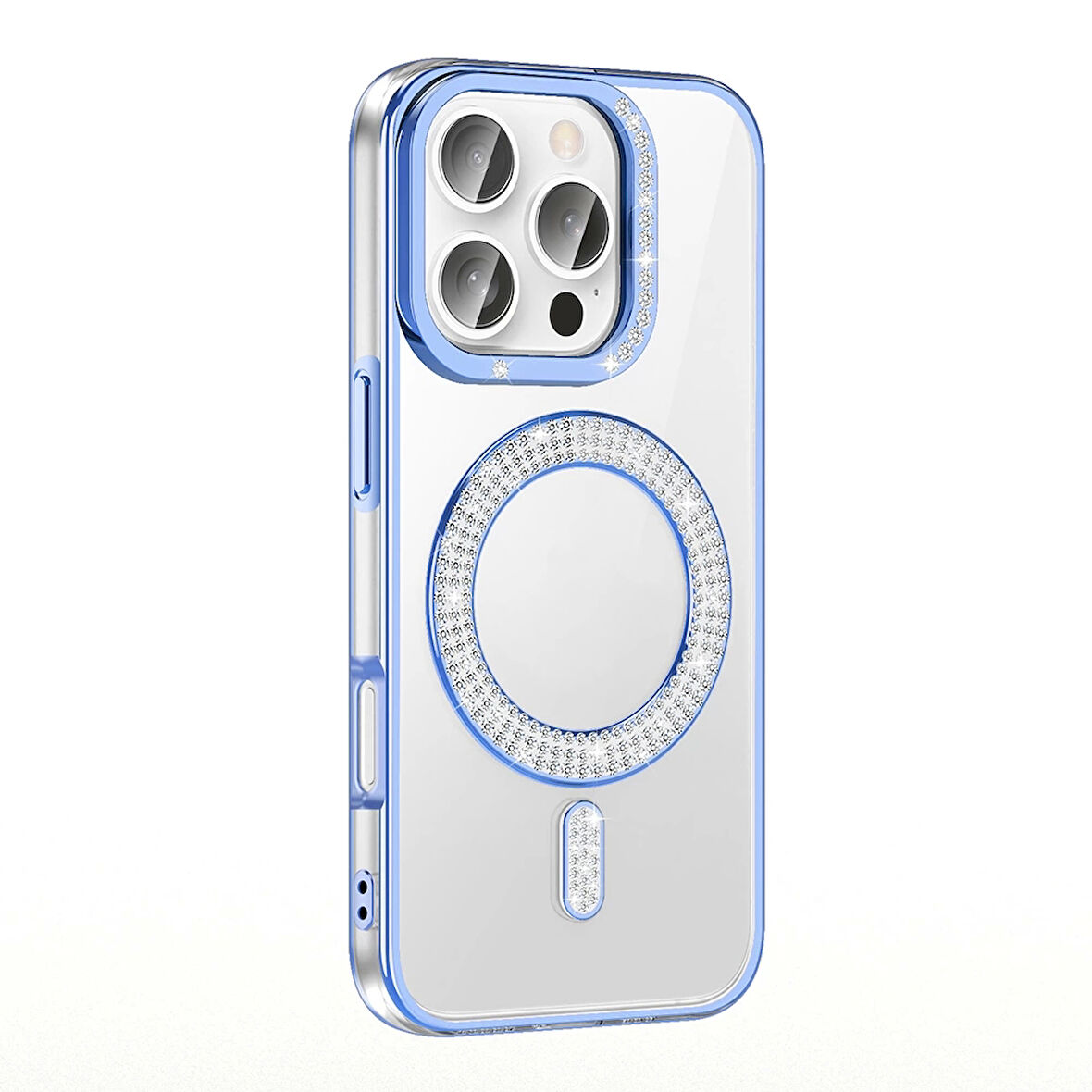 Apple İphone 16 Pro Kılıf Pırlanta Taş Tasarımlı Magsafe Şarj Özellikli Lopard Karetta Silikon Kapak