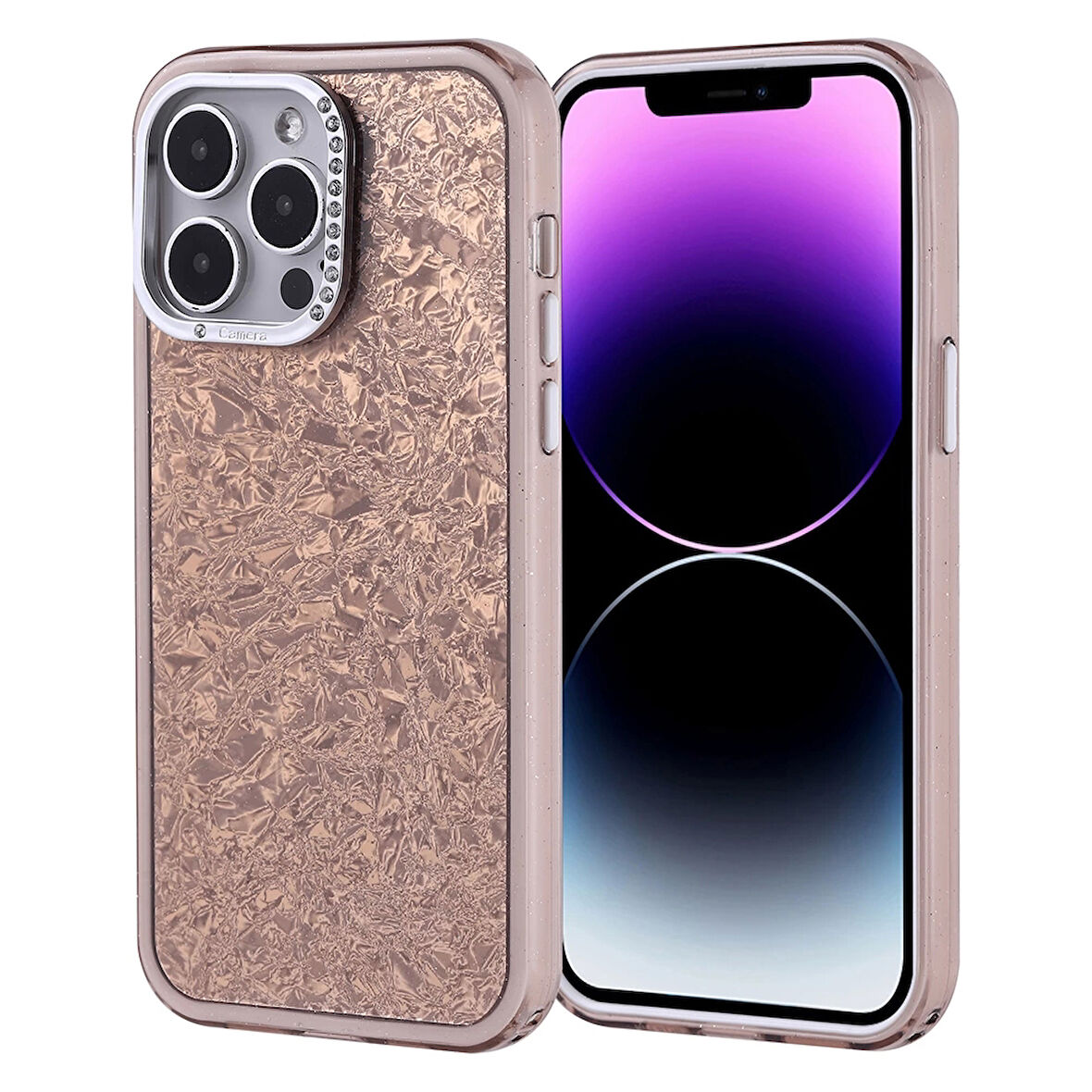 Apple İphone 14 Pro Max Kılıf Taşlı Tasarımlı Lopard Kapi Kapak