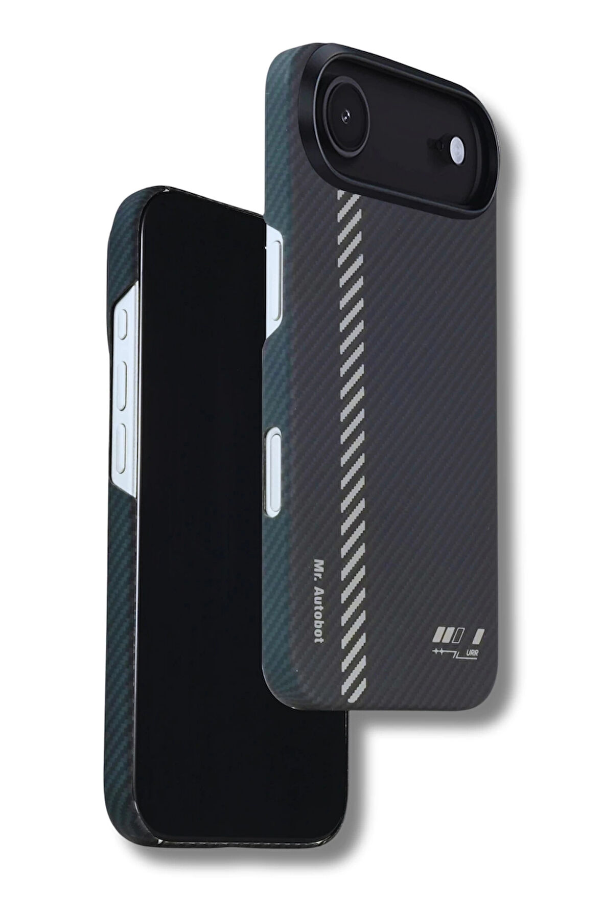 iPhone 17 Air Kılıf M-Safe Şarj 600D Güçlü Kamera Çerçeveli Pure Kevlar Fiber Turuncu-Siyah Hafif İnce