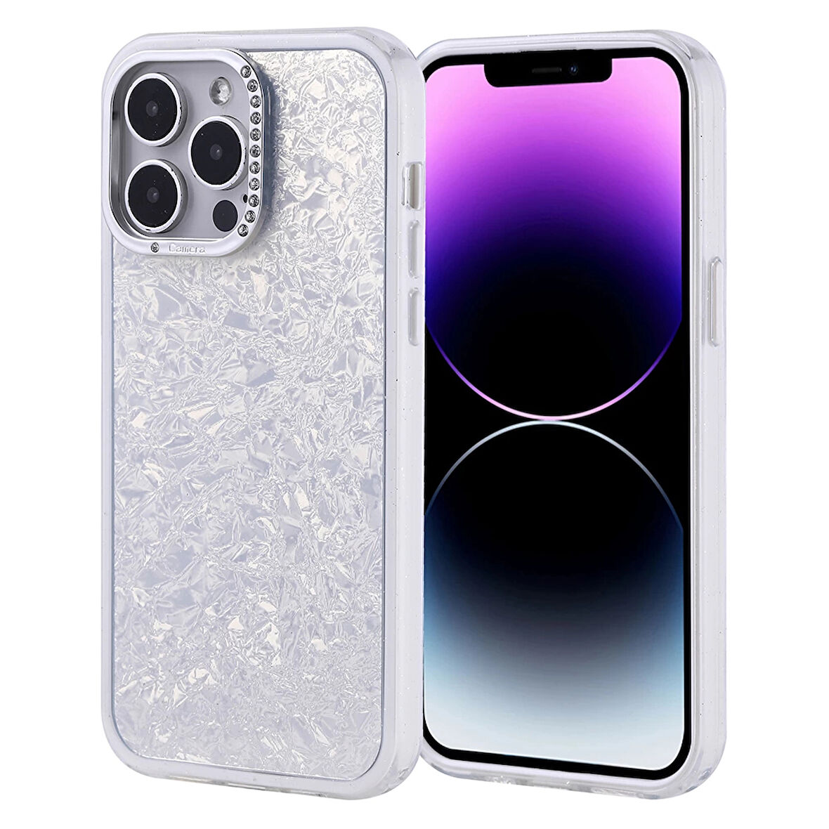 Apple İphone 15 Kılıf Taşlı Tasarımlı Lopard Kapi Kapak