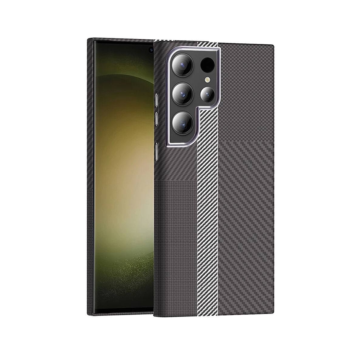 Samsung Galaxy S24 Ultra Kılıf Magsafe Şarj Karbon Fiber Görünümlü Hafif Sağlam Gros Kapak