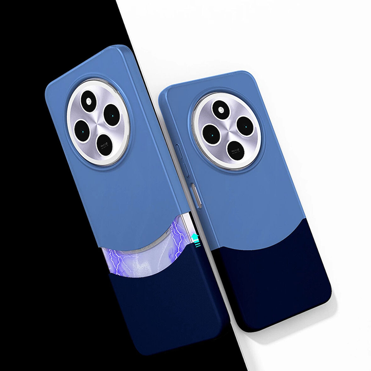 Xiaomi Redmi 14c 4g Kılıf Magsafe Şarj Duble 1.7mm Kapak Kart Bölmeli Lacivert Siyah Gri Renkleriyle