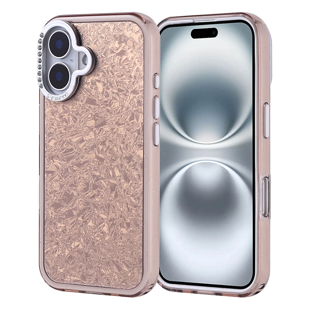 Apple İphone 16 Kılıf Taşlı Tasarımlı  Lopard Kapi Kapak