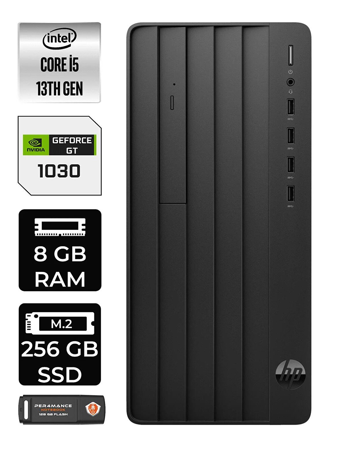 HP PRO TOWER 290 G9 i5 13500 8GB RAM 256GB SSD GT1030/4GB FDOS 8T2W9ES MASAÜSTÜ PC & PER4 BELLEK
