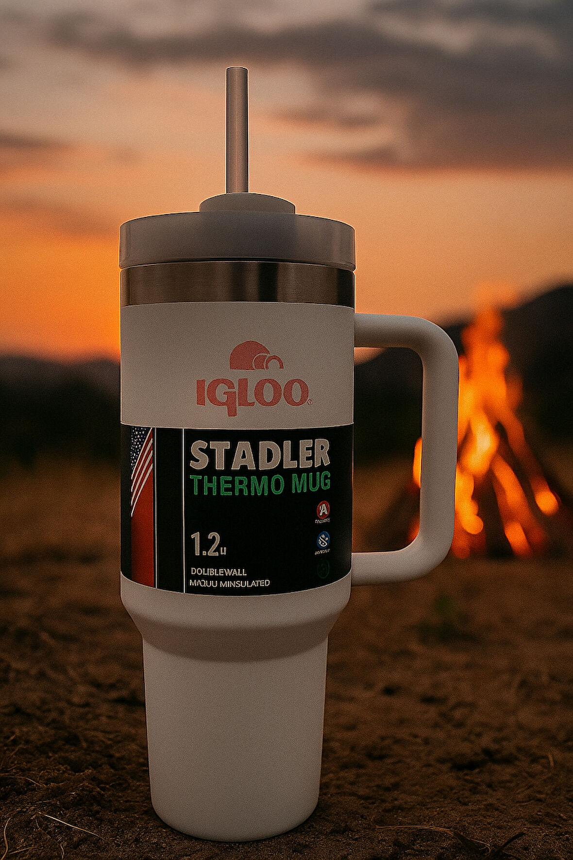 Igloo Stadler Çelik Thermo-Mug 1.2 Litre Beyaz-Pembe 12Saat Sıcak/18Saat Soğuk Saklama