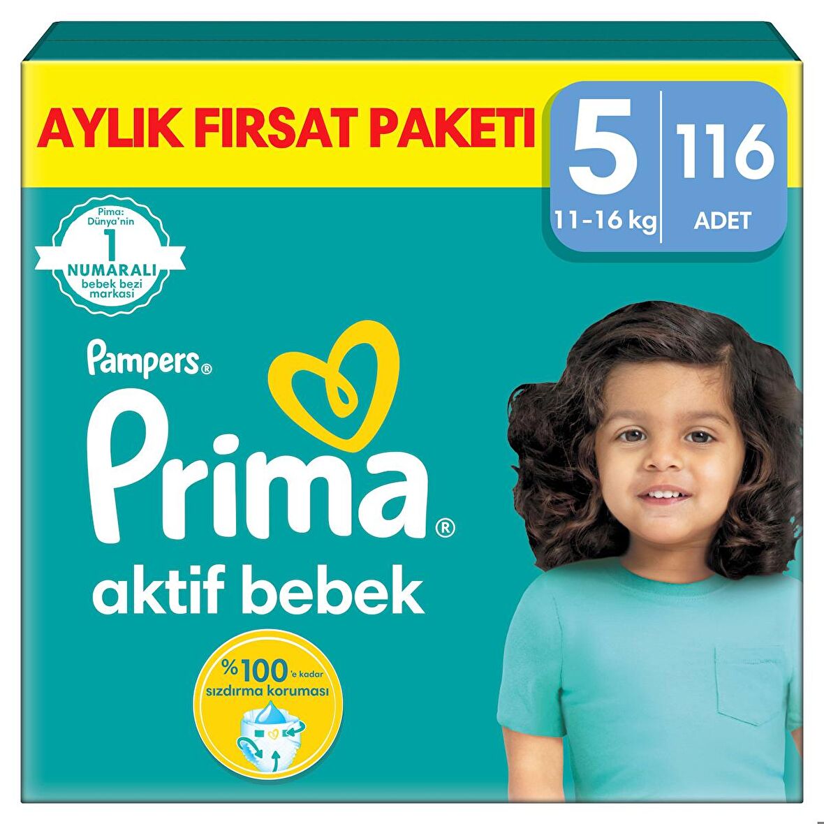 Prima Bebek Bezi Aktif Bebek 5 Beden 116'lı Junior Aylık Fırsat Paketi 