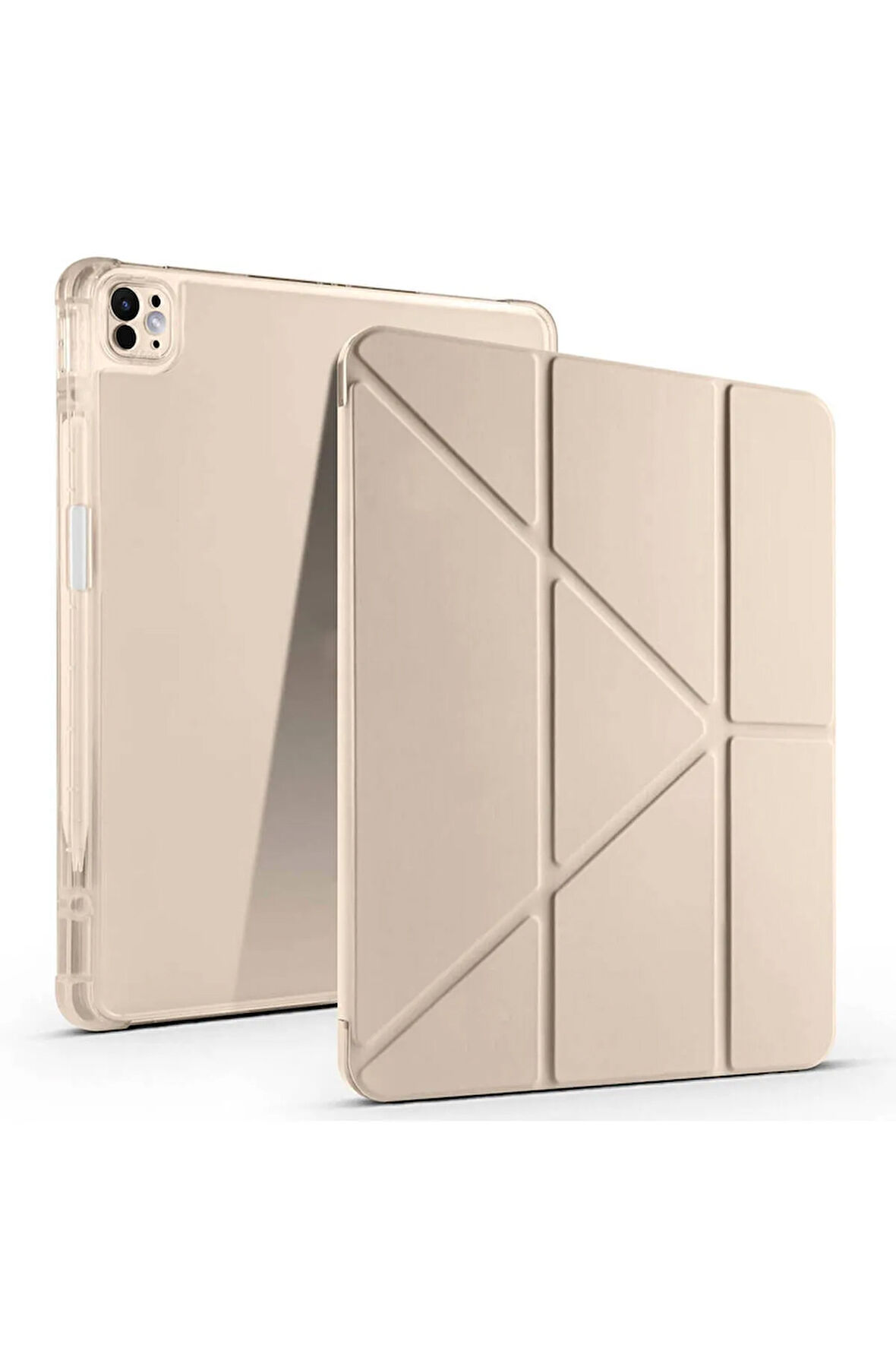 Apple iPad Air 13 Inç 2024 (A2898-A2899) Uyumlu Kılıf 3 Farklı Stand Kalemlikli Tri Folding Tablet Kılıfı