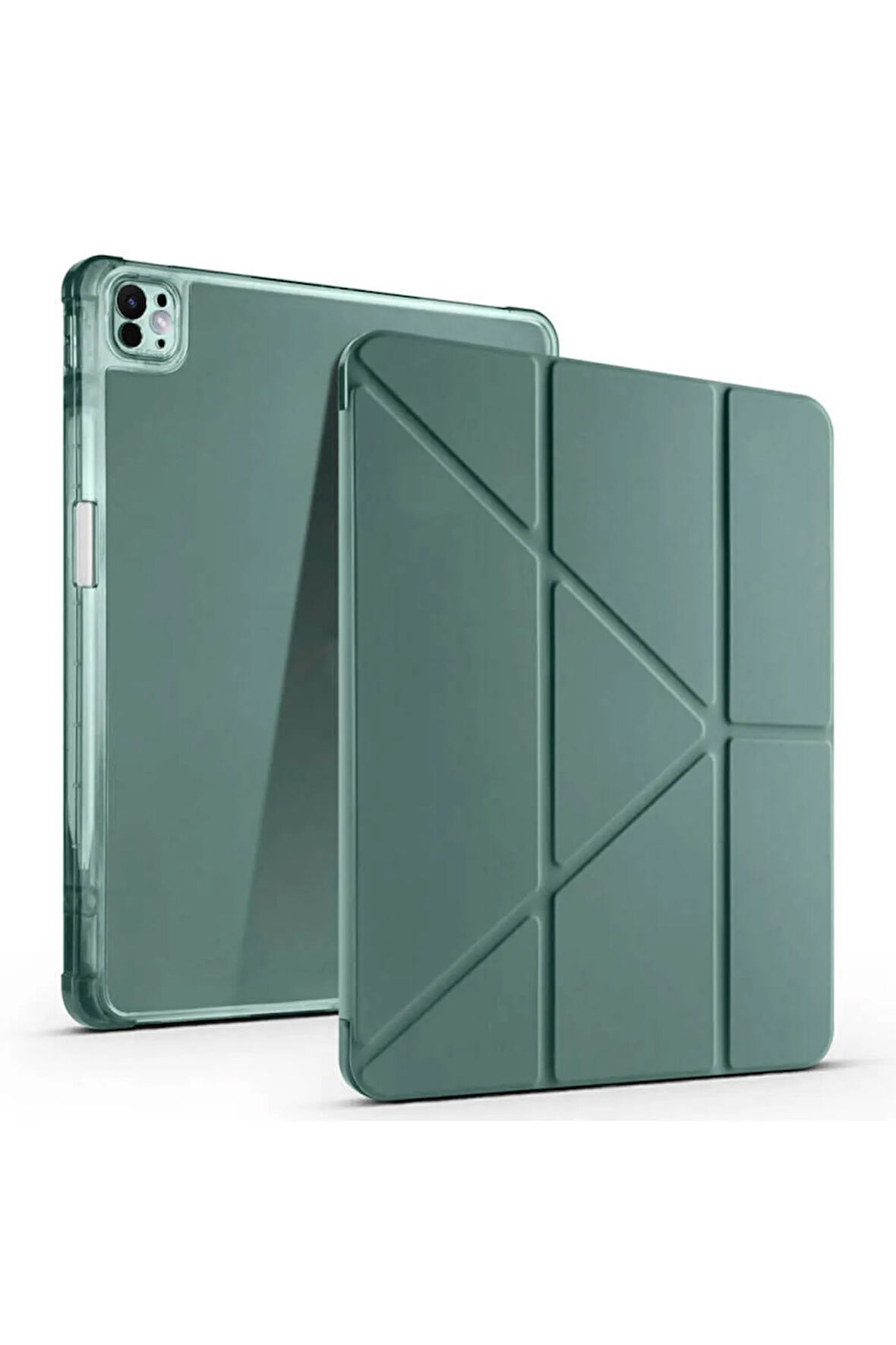 Apple iPad Air 13 Inç 2024 (A2898-A2899) Uyumlu Kılıf 3 Farklı Stand Kalemlikli Tri Folding Tablet Kılıfı