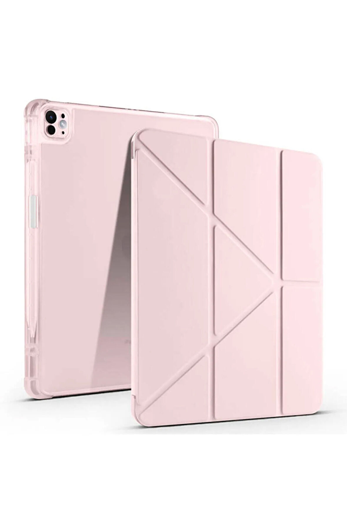 Apple iPad Air 13 Inç 2024 (A2898-A2899) Uyumlu Kılıf 3 Farklı Stand Kalemlikli Tri Folding Tablet Kılıfı