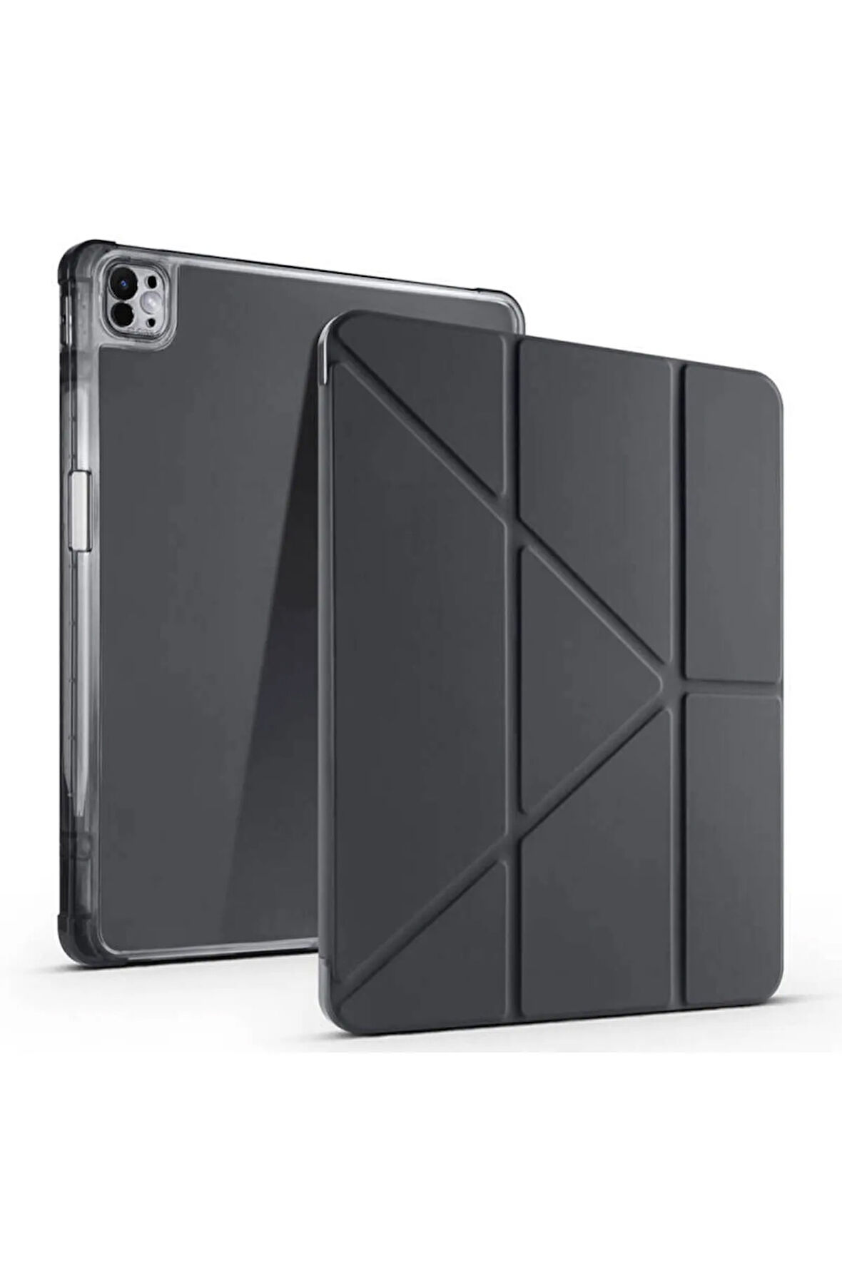 Apple iPad Air 13 Inç 2024 (A2898-A2899) Uyumlu Kılıf 3 Farklı Stand Kalemlikli Tri Folding Tablet Kılıfı