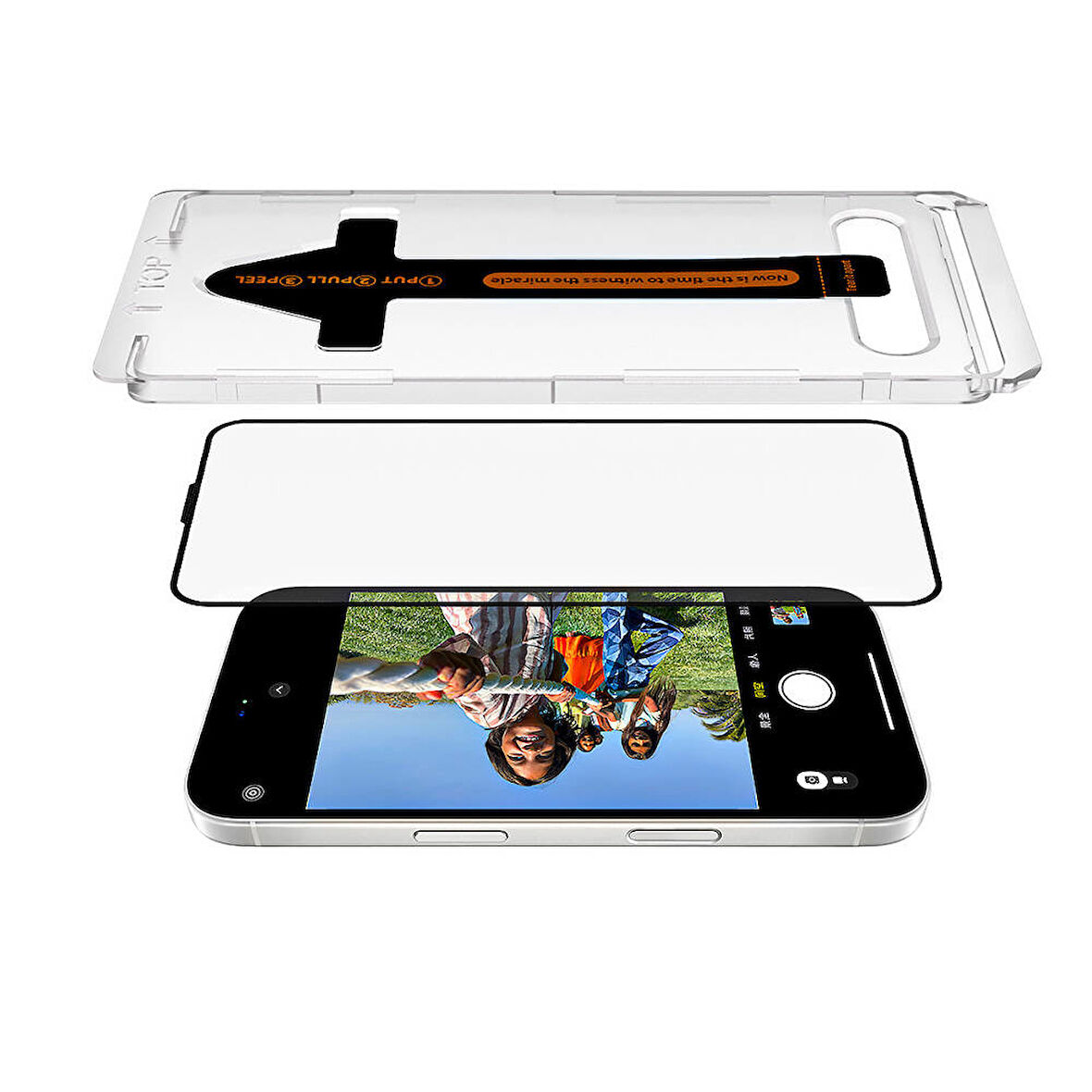 Apple iPhone 16 Pro Max Uyumlu Anti Dust Toz Önleyici Uygulama Aparatlı Temperli Cam Ekran Koruyucu