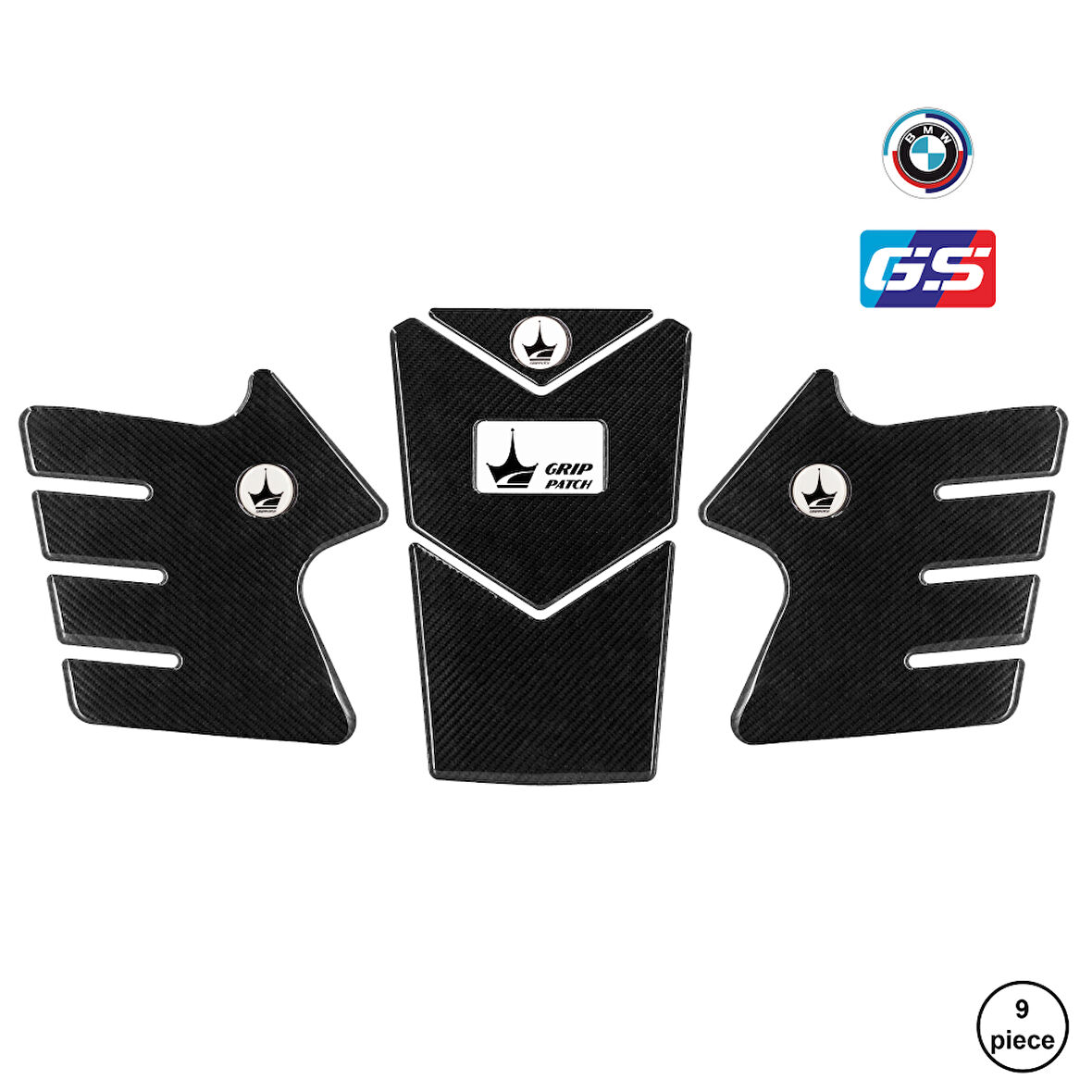 BMW GS R1250 ile Uyumlu Kaydırmaz 6D Karbon 9 Parça Tank Pad Seti GC32