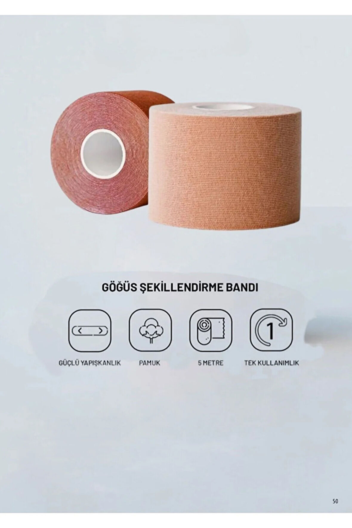 5 Cm X 5 Metre Ten Renk Göğüs Şekillendirici Bant