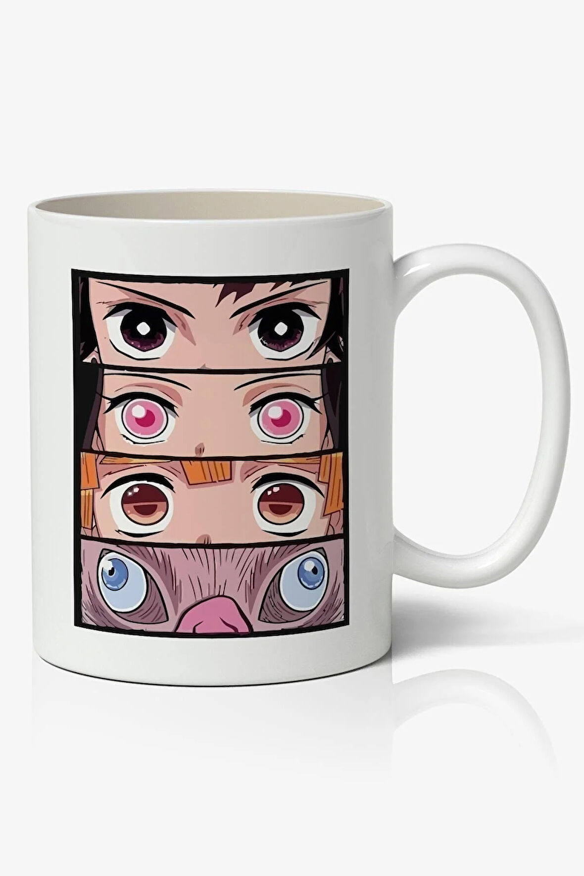 Demon Slayer Karakterler Gözler Temalı Beyaz Porselen Anime Kupa Bardak