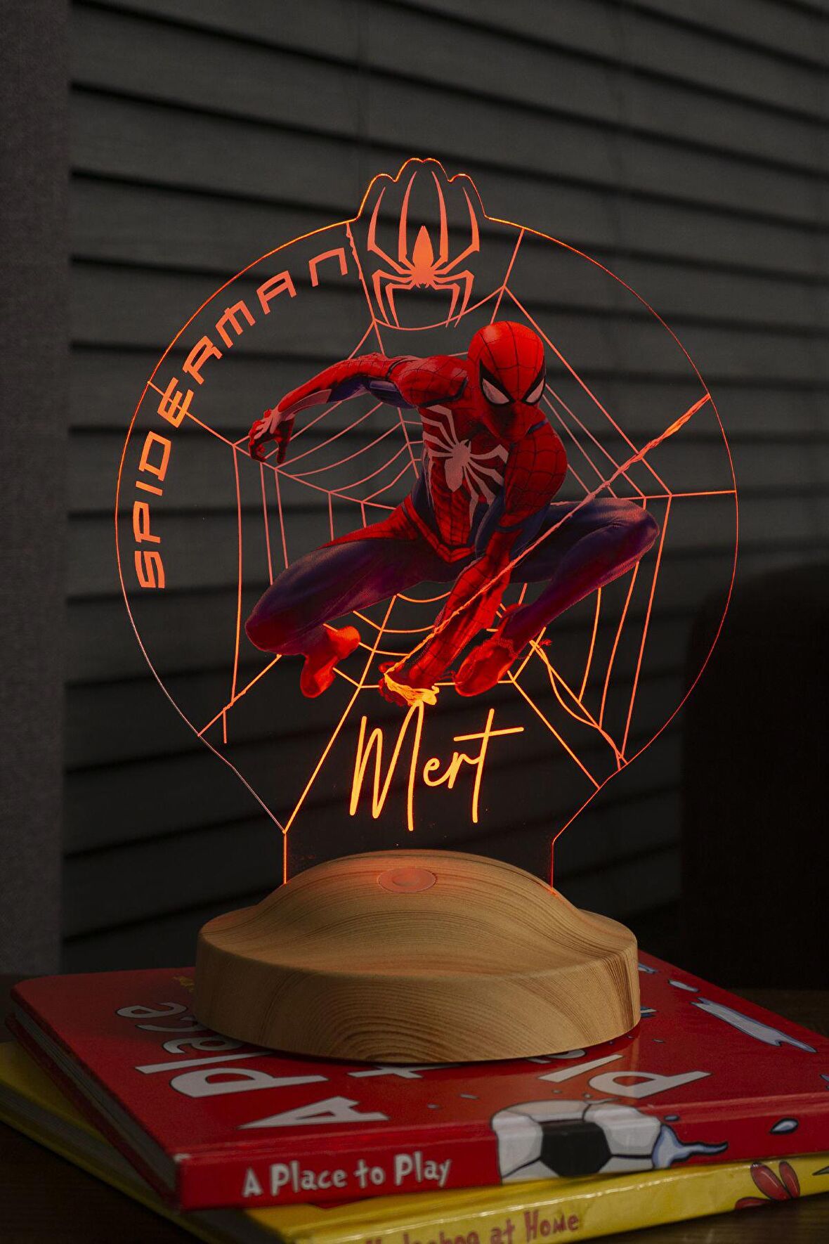 Spiderman Örümcek Adam Spider Man Figürlü Kişiye Özel Gece Lambası, Renkli Led Lamba, Spider-man