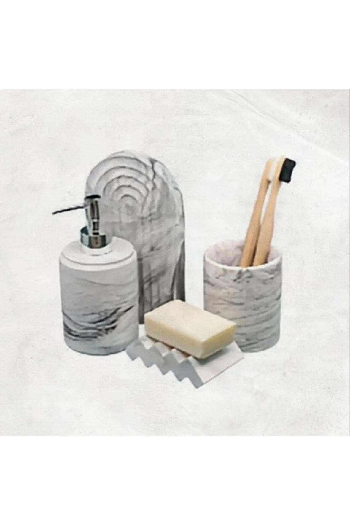 Marble Serisi Sıvı Sabunluk Ve Diş Fırçalık Seti