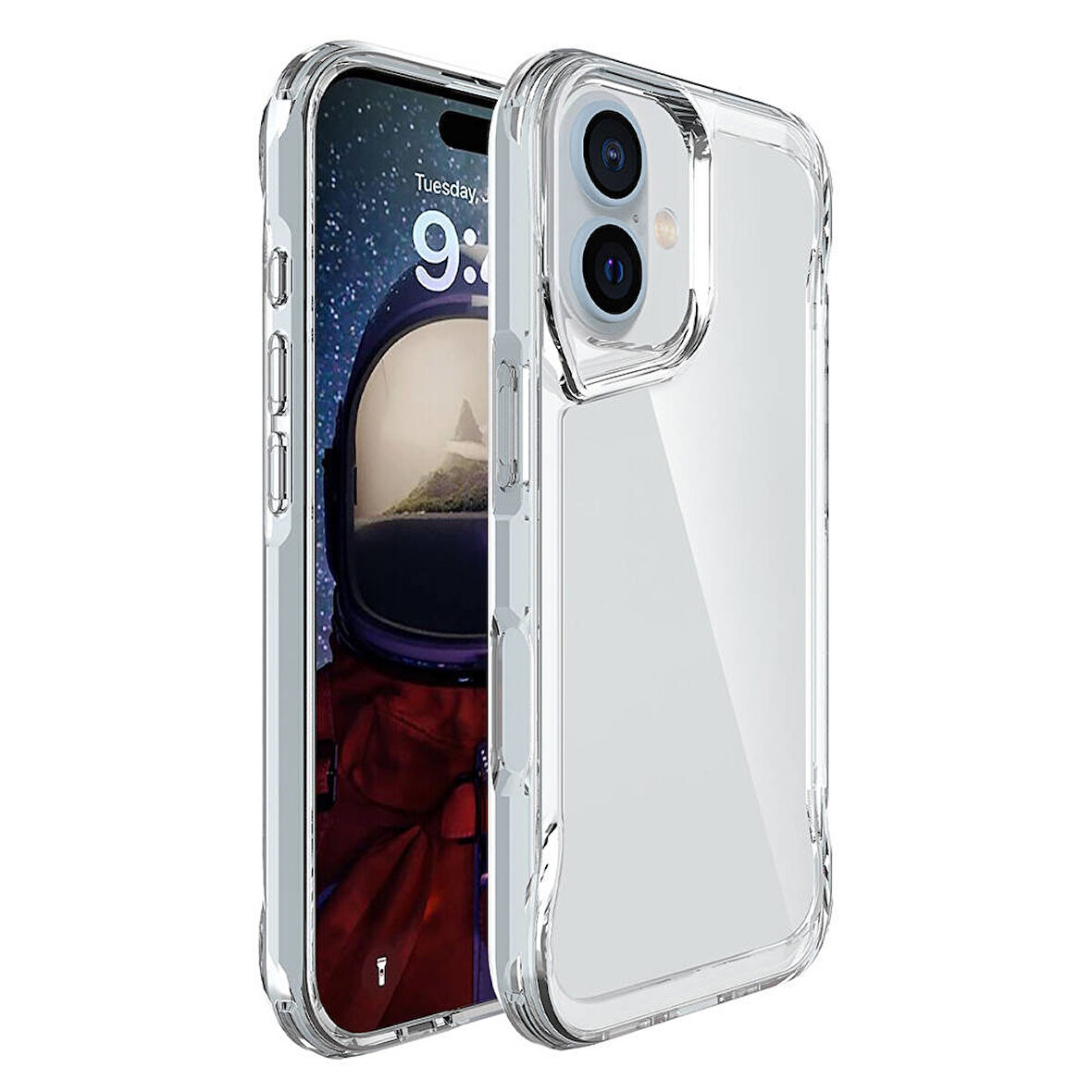 Apple iPhone 16 ile Uyumlu Kılıf Airbag Köşeli Üçgen Kamera Tasarımlı Telefon Kılıfı Kapak