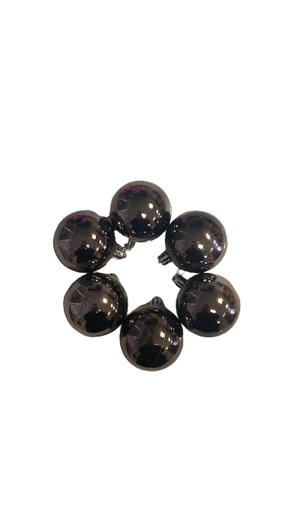 YILBAŞI TOP AĞAÇ SÜSÜ KOYU GÜMÜŞ   6'LI 7CM