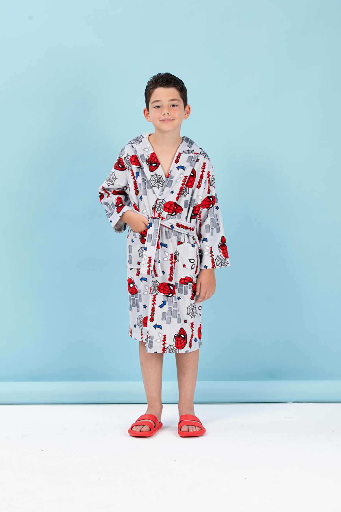 Özdilek Spiderman Wall Disney Lisanslı Kapüşonlu Çocuk Bornozu 7/8 Yaş