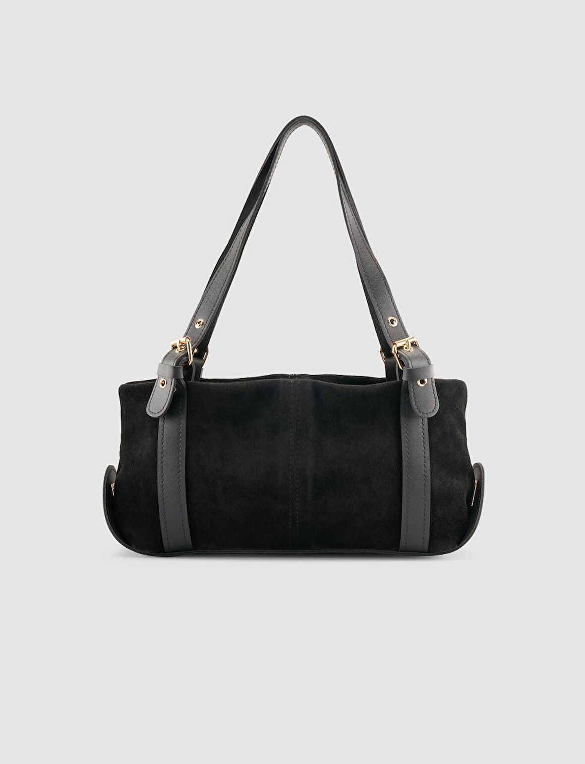 Cabani Kemer Askılı Siyah Süet Kadın Çantası