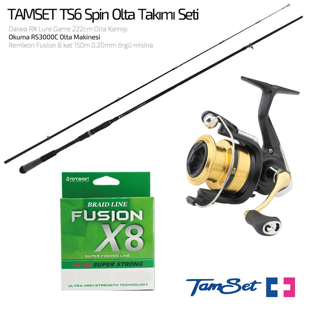 TAMSET Daiwa RS3000 RX Lure Game 222cm 10-35g Spin Olta Takımı TS6