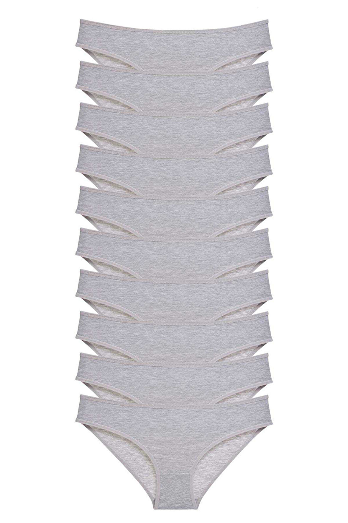 10 adet Süper Eko Set Likralı Kadın Slip Külot Gri