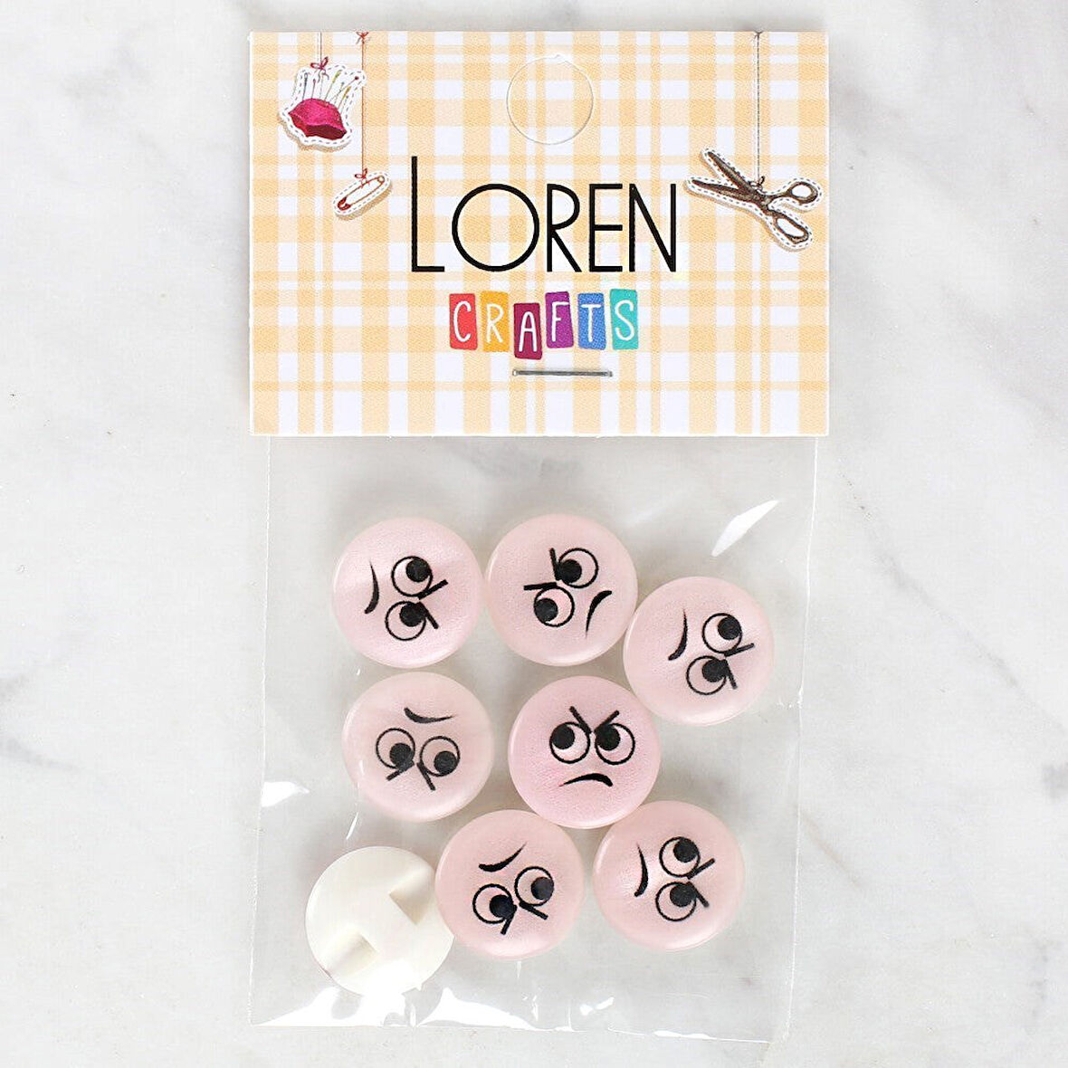 Loren Crafts 8'li Kızgın Yüz Düğme - 1021