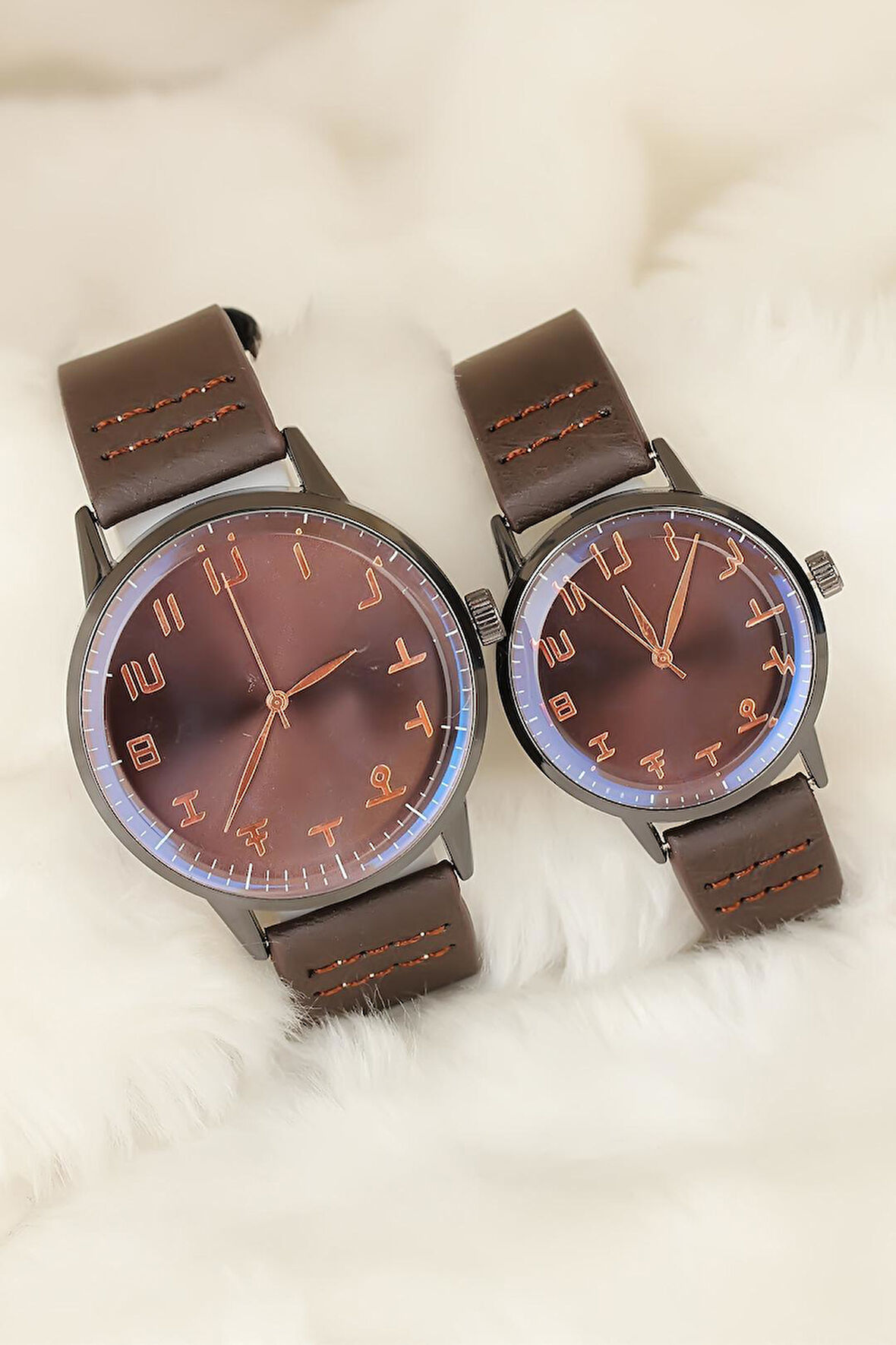 Kahverengi Deri Kordonlu Rose Metal Kasa Sevgili Saatleri