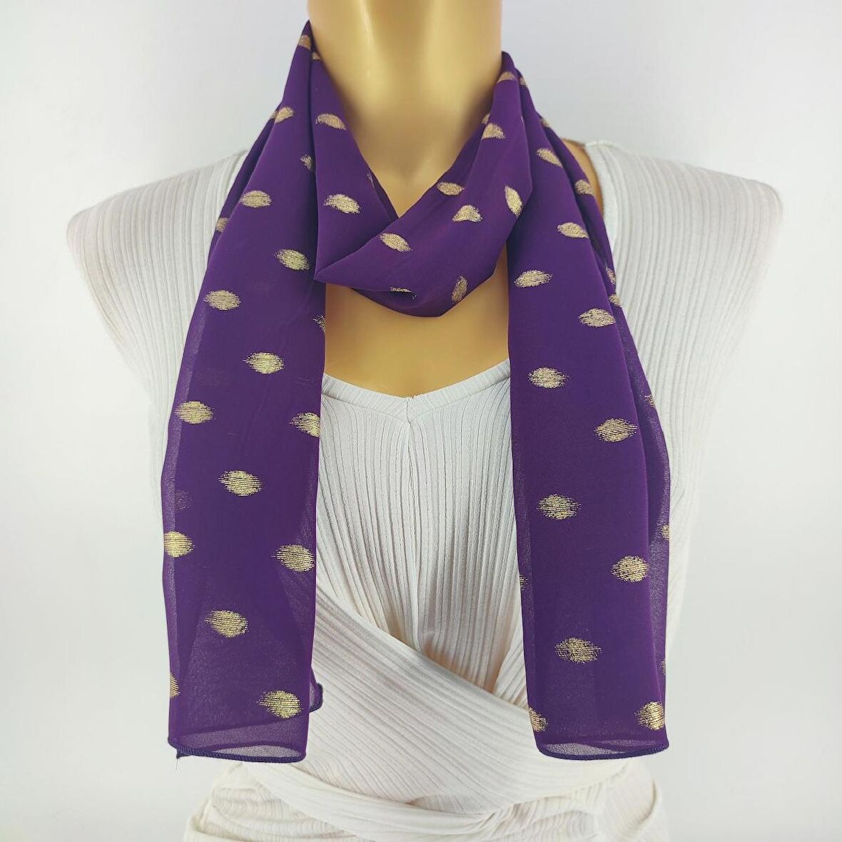 PAREDORA Sim İşlemeli Mor Uzun Fular