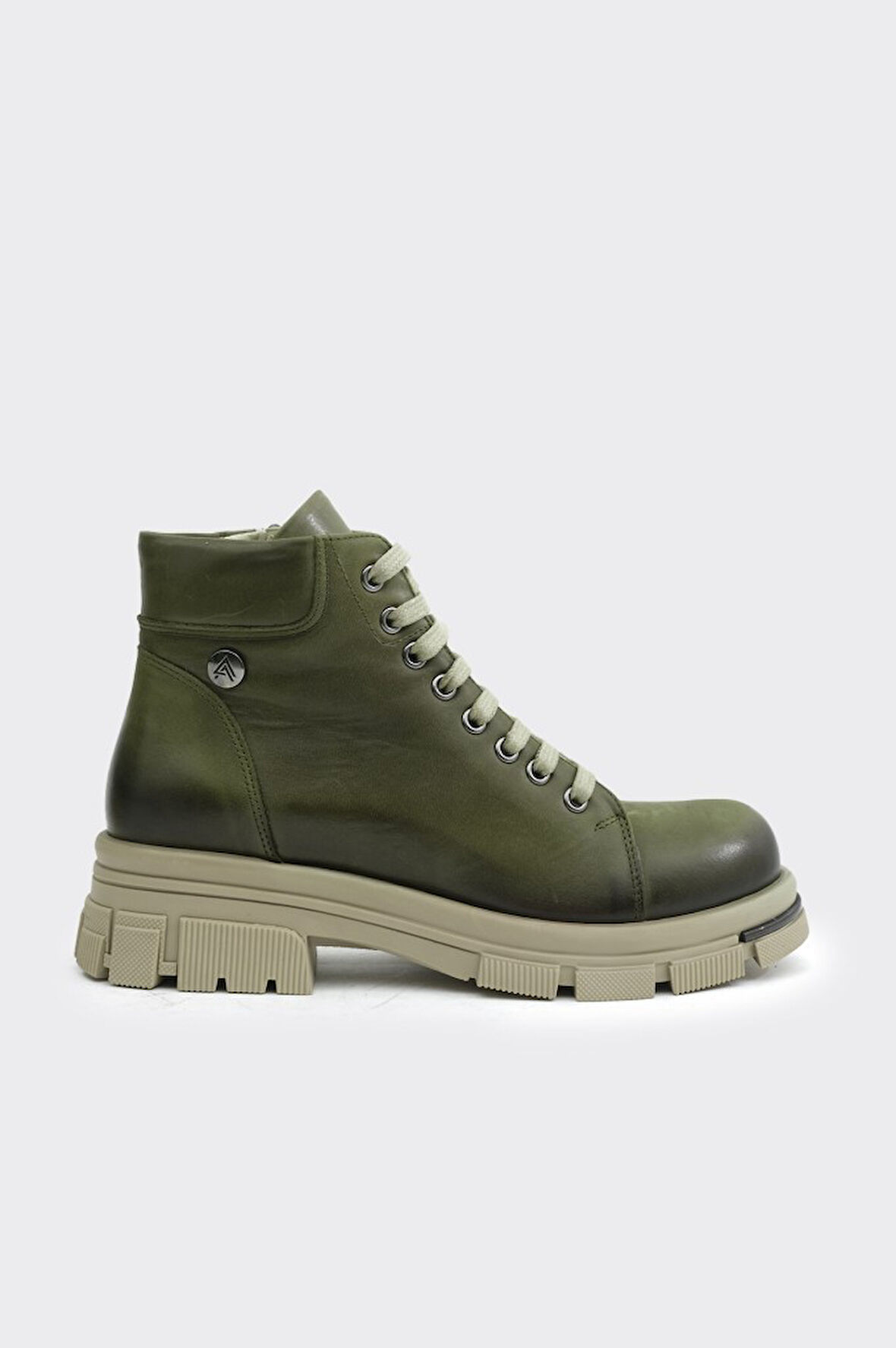 Hakiki Deri Fermuarlı Bağcıklı Kadın Bot 