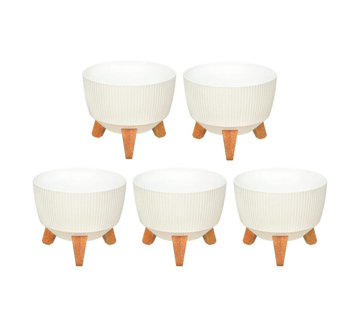 Omnipazar ELF-495 Dekoratif Ayaklı Nostalji Saksı 5 lt Beyaz 5 Adet 