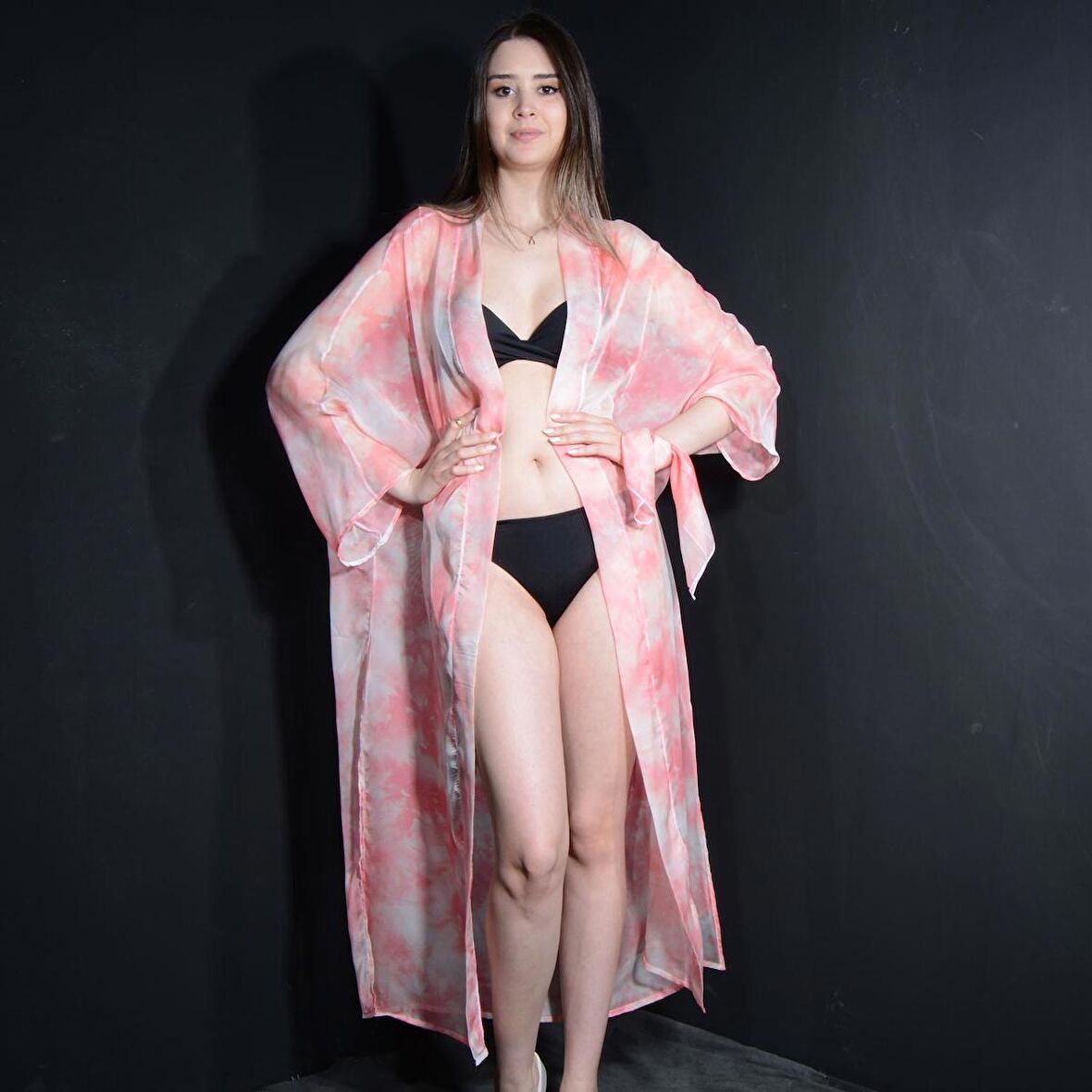 PAREDORA Pembe Batik Kimono Pareo