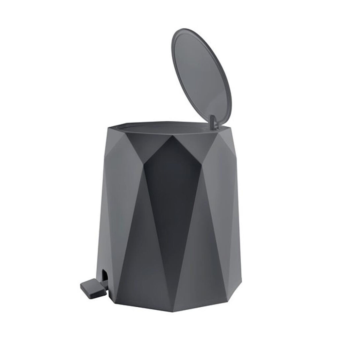 Omnipazar ELF-476 Geo Plastik Pedallı Çöp Kovası 4 Litre Antrasit (116)