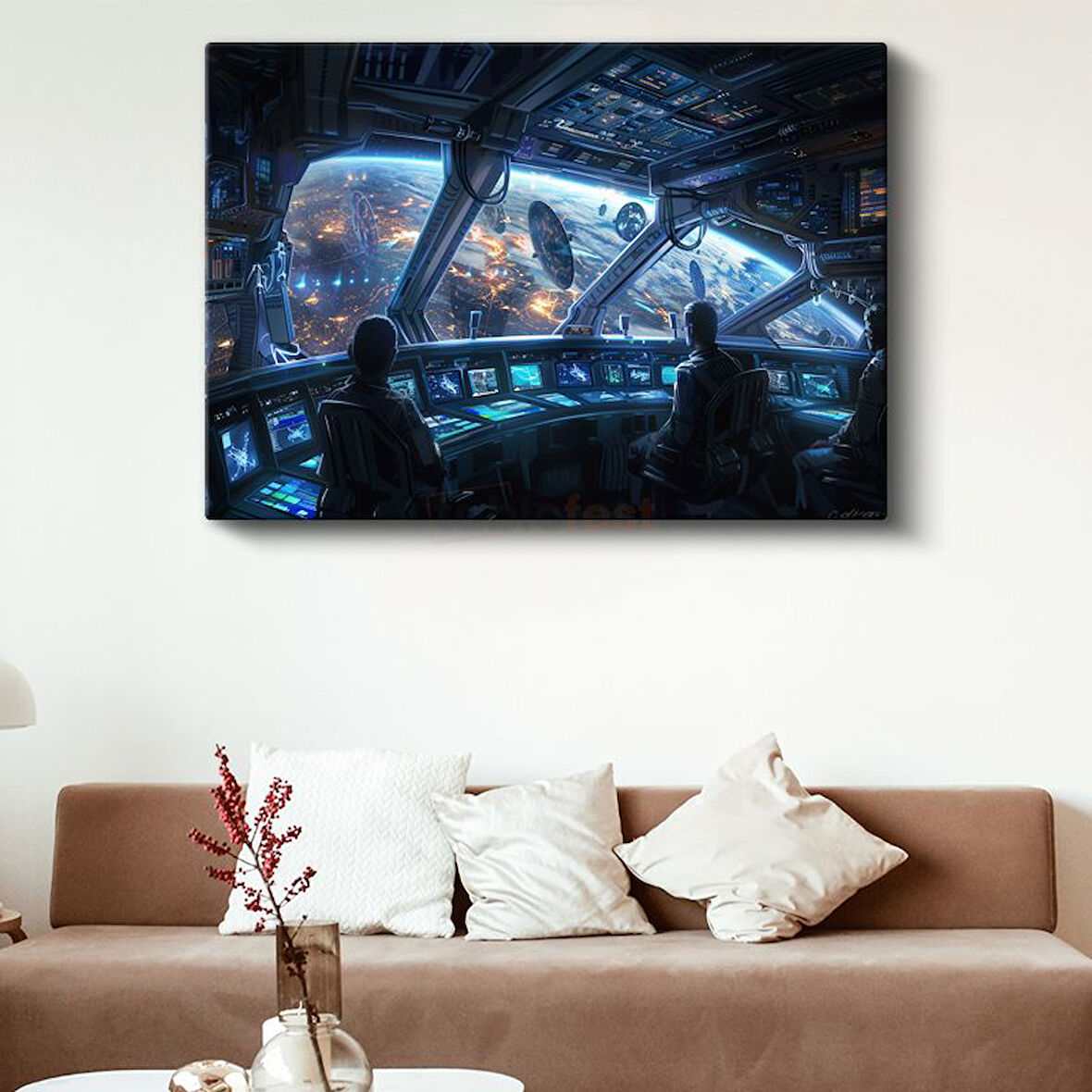 Uzay İstasyonu - Dünya Manzarası Anime Kanvas Tablo