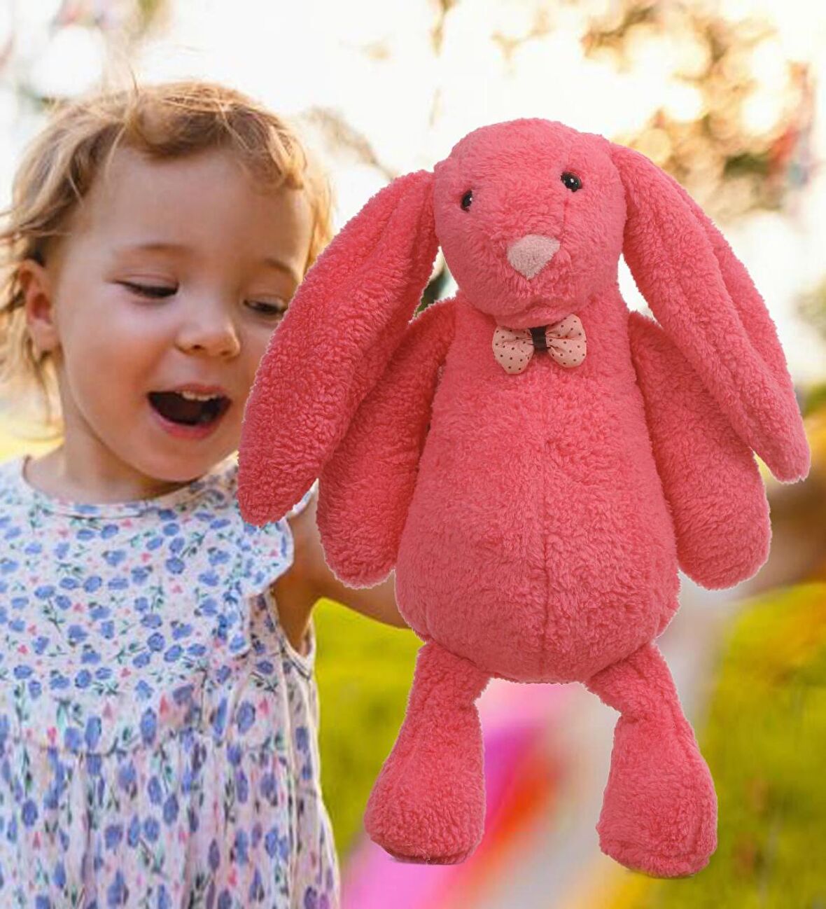 HEDİYELİ- Uyku Arkadaşım Uzun Kulak Bunny Peluş Tavşan 65 cm