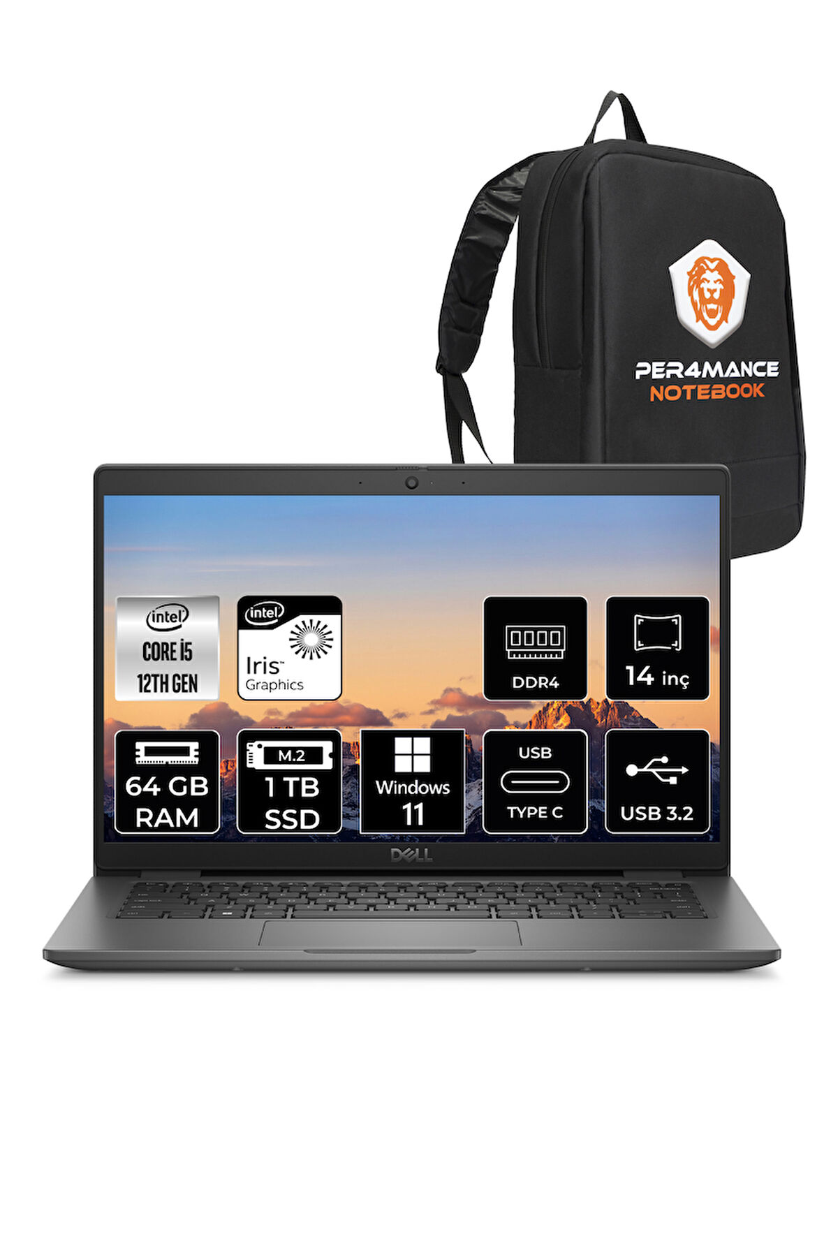 Dell Latitude 3440 i5-1235U 64GB RAM 1TB SSD 14'' FHD W11PRO Dizüstü Bilgisayar & PER4 ÇANTA 