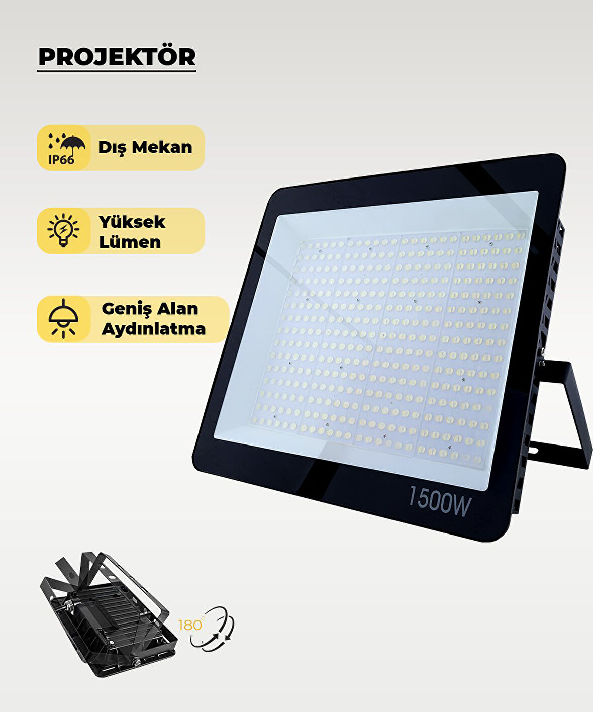 1500W Led Projektör 6500K Beyaz Işık